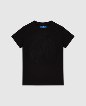 Stefano Ricci Children's black t-shirt with embroidery YNH8400170803
