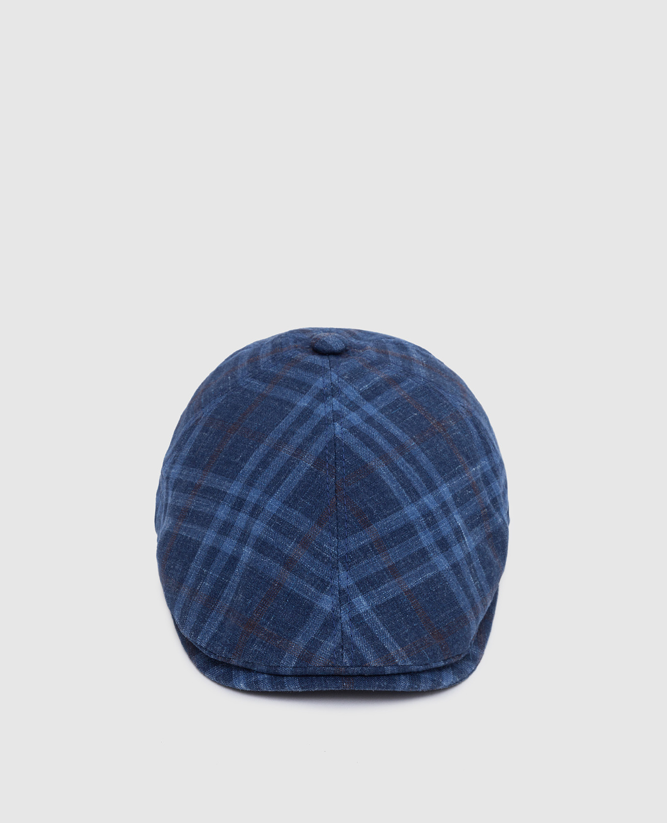 

Checked wool, silk and linen baby cap Stefano Ricci, Blue