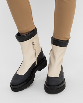 Santoni Leather boots with contrast insert WTEI59696GOMNDUR