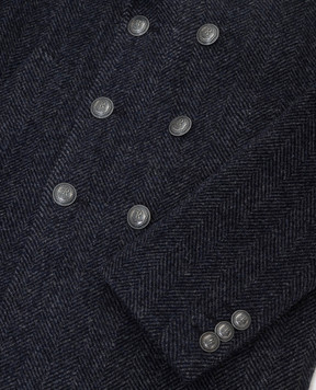 Stefano Ricci Children's double-breasted dark blue wool coat Y1ZSPC6000WC801