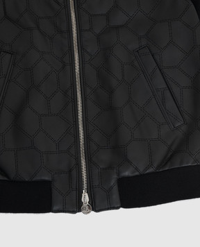 Stefano Ricci Children's black cashmere, silk and leather jacket YTJ8200030MANP