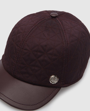 Stefano Ricci Children's cap in silk and leather YVF5190PST0003