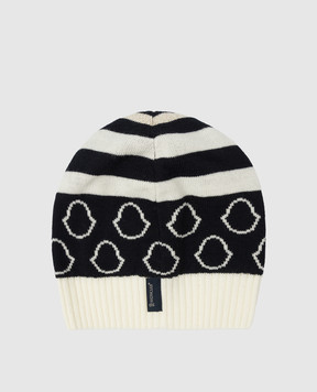 Moncler ENFANT Children's hat made of wool in the pattern of the emblem 9Z72910A9634