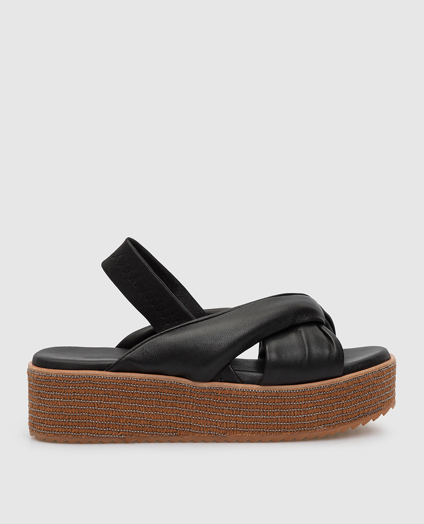 Black monili leather chunky sole sandals 181