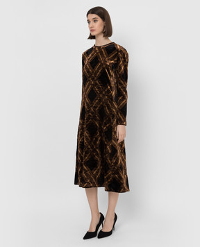 Saint Laurent Dark brown patterned velor dress 670903Y3D23