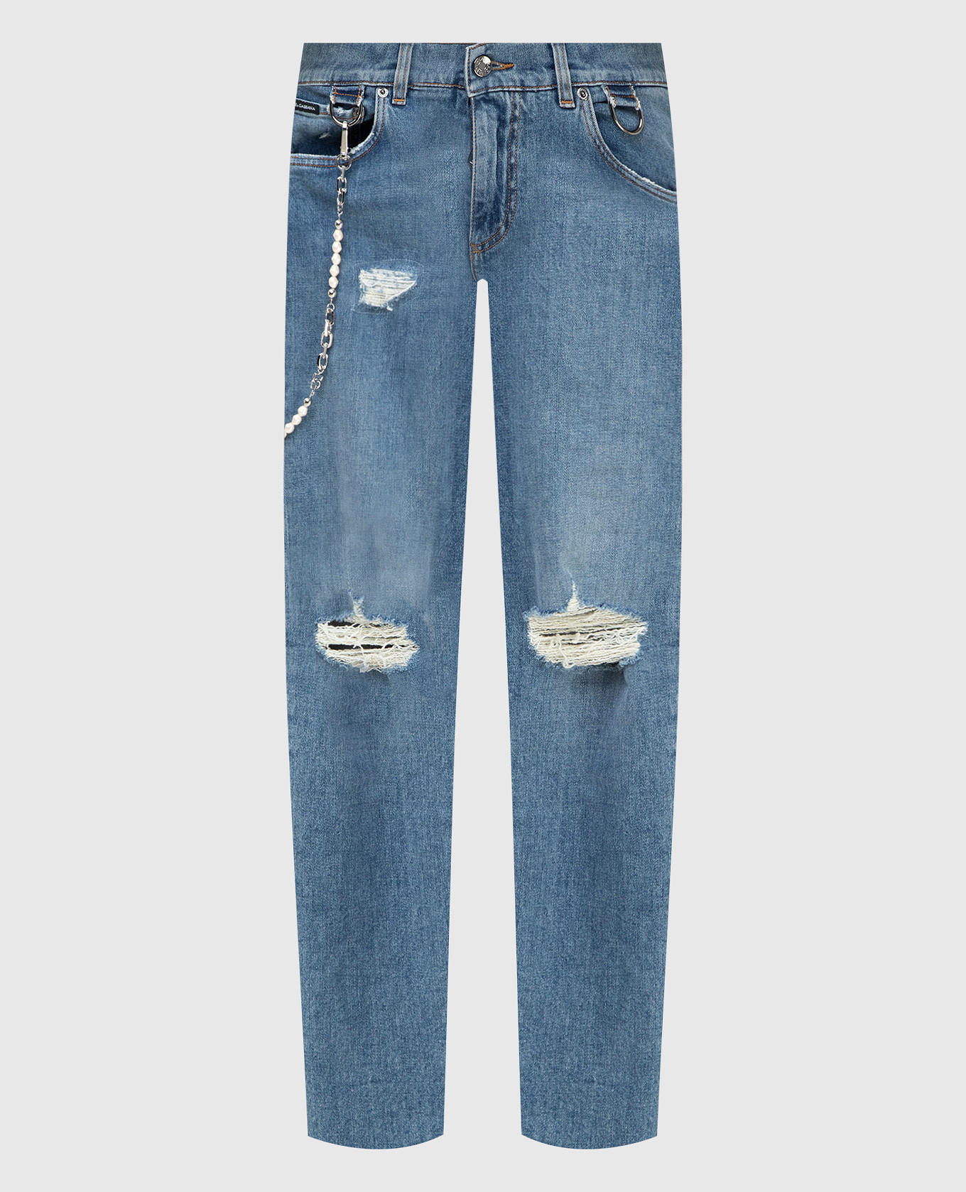 

Skinny jeans with holes and chain Dolce&Gabbana, Синий
