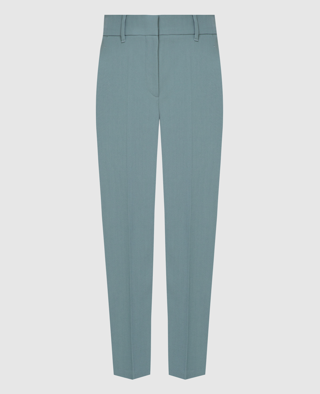 Turquoise wool cropped pants brunello cucinelli