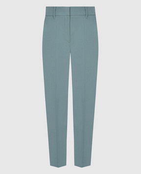 Brunello Cucinelli Turquoise Wool Cropped Pants MP033P7756