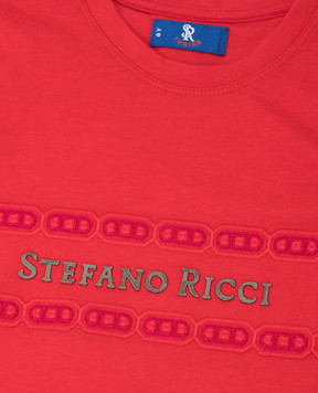 Stefano Ricci Children's red T-shirt with logo and embroidery YNH1100370803