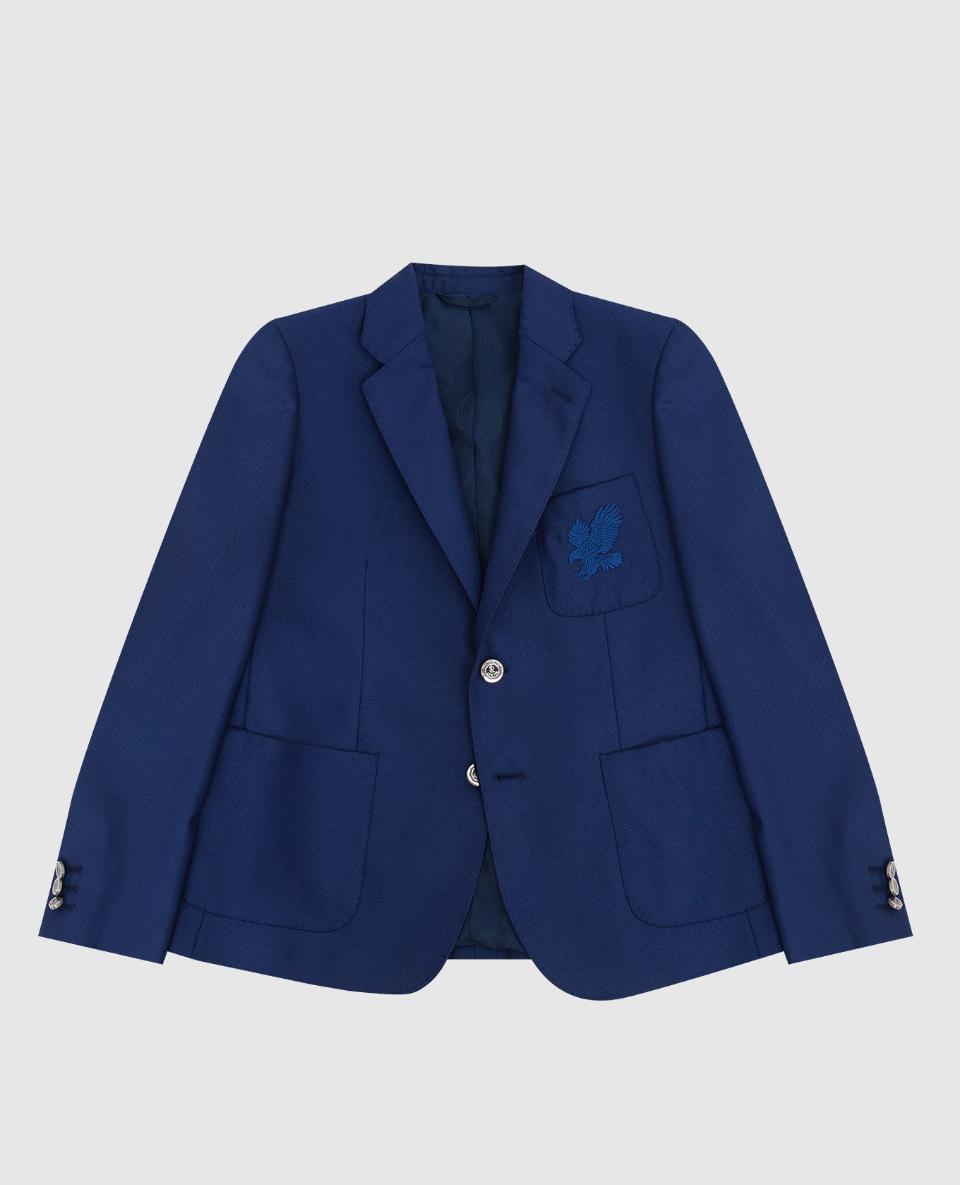 Children's blue wool jacket with embroidery stefano ricci