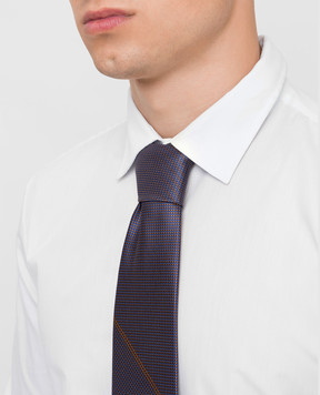 Stefano Ricci Dark beige silk tie in geometric pattern CXDD41073