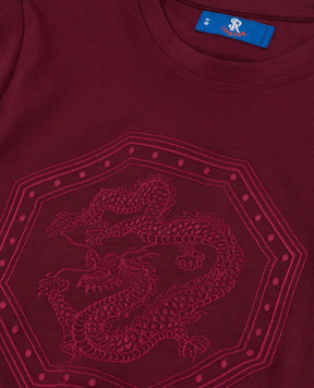 Stefano Ricci Children's burgundy t-shirt with embroidery YNH7200050803