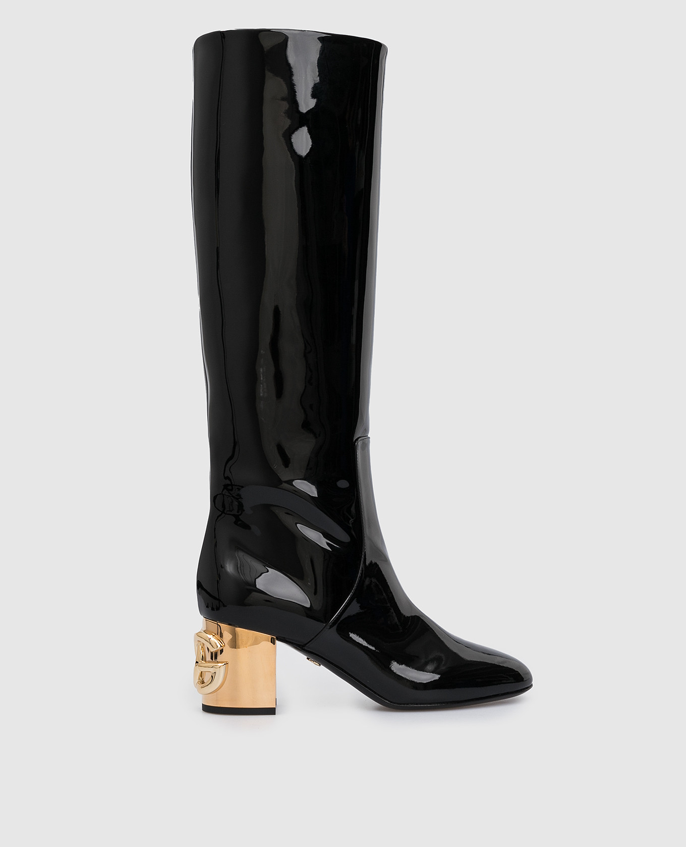 

Vally patent leather boots with logo Dolce&Gabbana, Черный