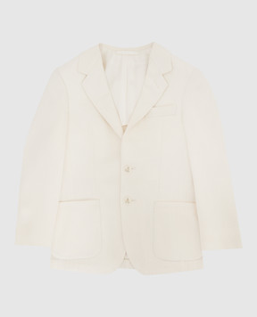 Stefano Ricci Patterned cashmere and silk children's light beige blazer Y1RSGD22T0HC4253