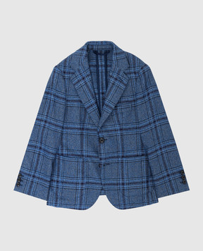 Stefano Ricci Checked wool, silk and cashmere children's blazer Y1RSGD2200WKC02A