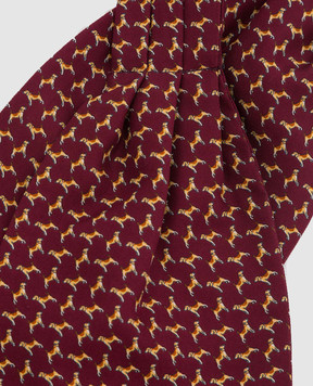 Stefano Ricci Children's burgundy patterned silk ascot tie YASNG300