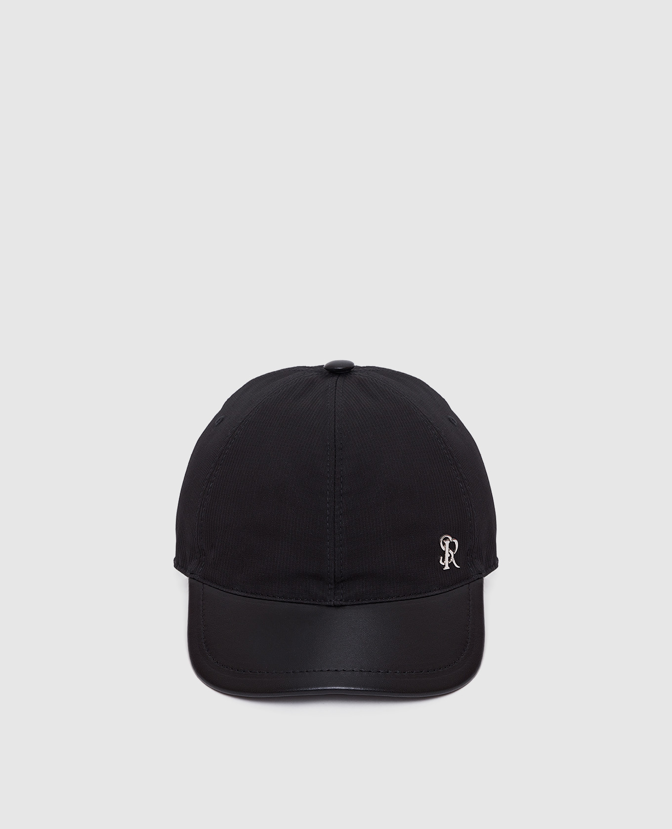 Baby cap in silk and leather with monogram stefano ricci
