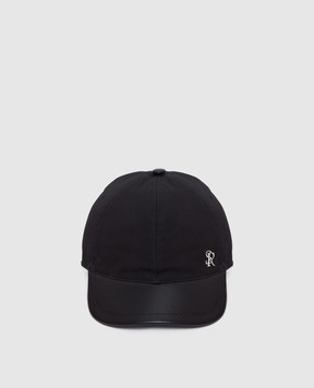 Stefano Ricci Baby cap in silk and leather with monogram YVF5566PMA21NP