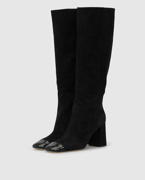 Sergio Rossi Alicia suede boots with patent insert A95930MAFZ51