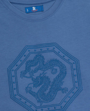 Stefano Ricci Children's blue t-shirt with embroidery YNH7200050803