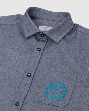Stefano Ricci Children's blue shirt with embroidery YAC6S00030L824