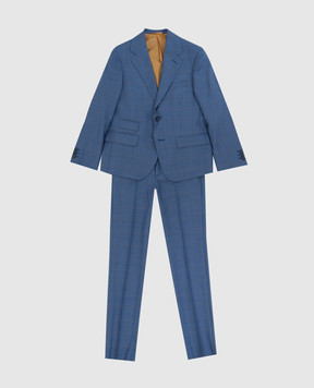 Stefano Ricci Checked wool and cashmere children's suit Y1SF732900HC5088