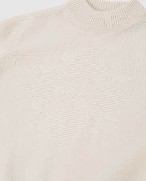 Stefano Ricci Children's light beige cashmere sweater with a pattern KYS8300L10SY6480