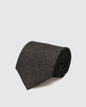 Stefano Ricci Children's silk dark gray patterned tie YCCX94102