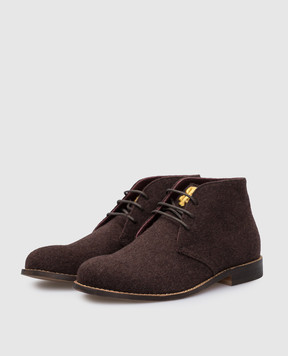 Stefano Ricci Baby dark brown cashmere desert boots YR59CG8026CA10