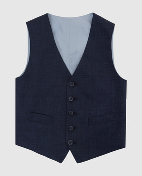 Stefano Ricci Children's navy blue wool, silk and linen vest Y1E0100000WKL05B