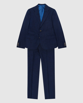 Stefano Ricci Patterned wool and silk children's suit Y1SF732900HC5114