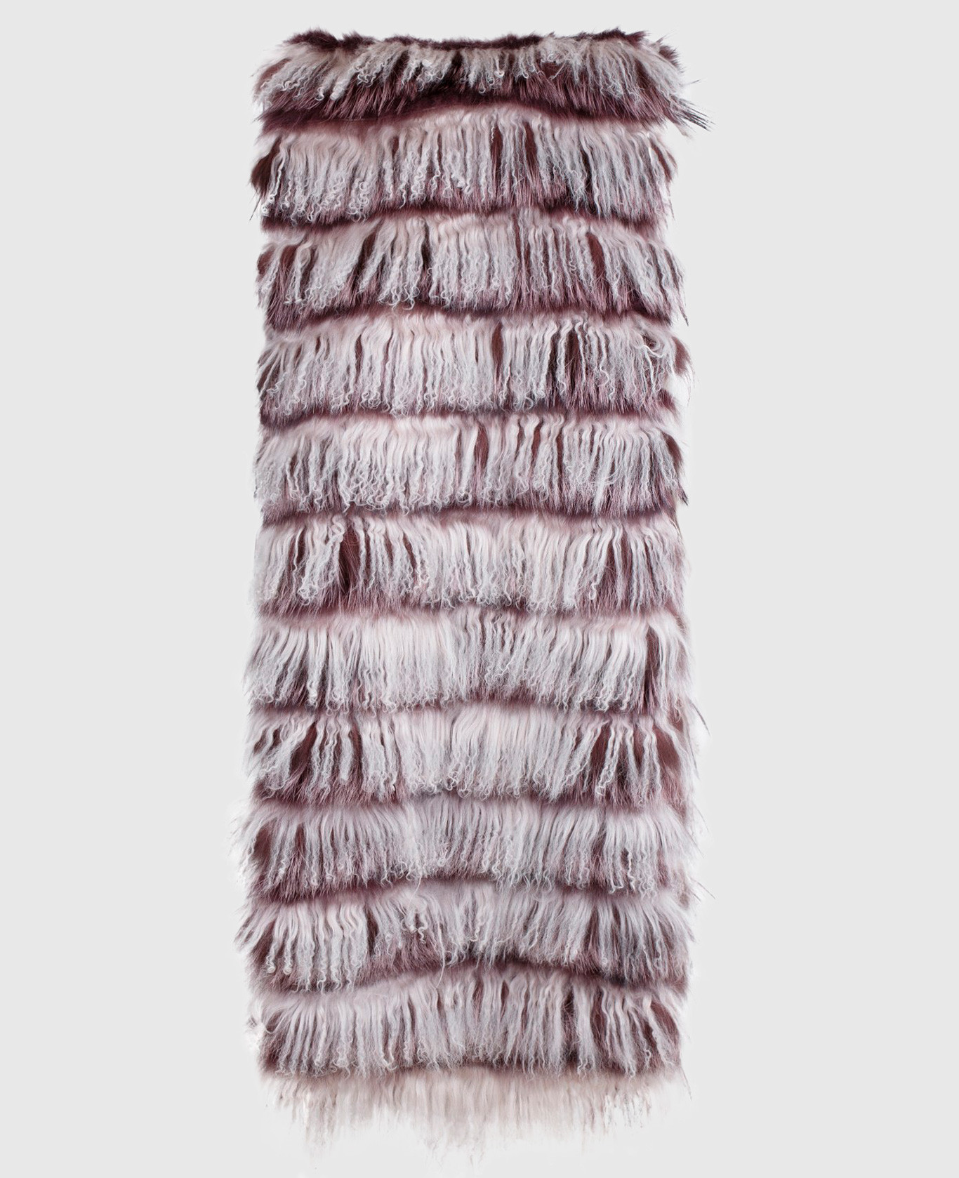Gray scarf made of llama and fox fur