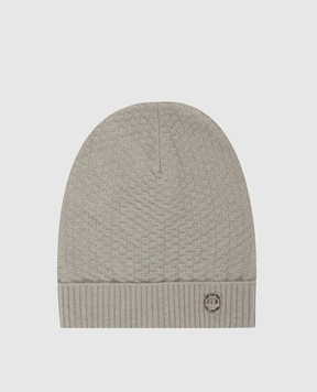 Stefano Ricci Children's light gray cashmere hat in a pattern K808002CUFY16482