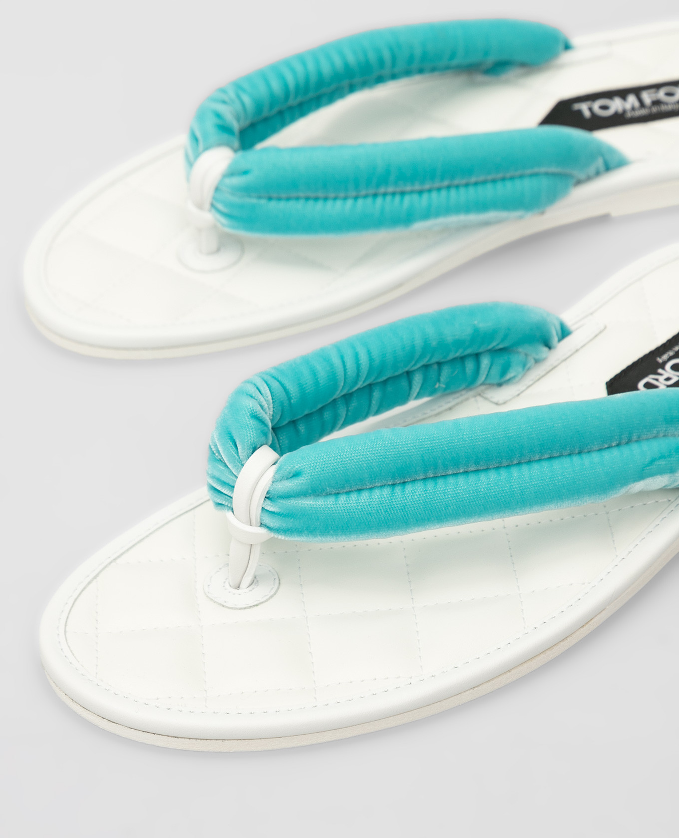 

Blue leather slippers with velvet straps Tom Ford, Light blue