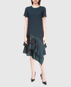PAROSH Emerald dress with sequins D730224R