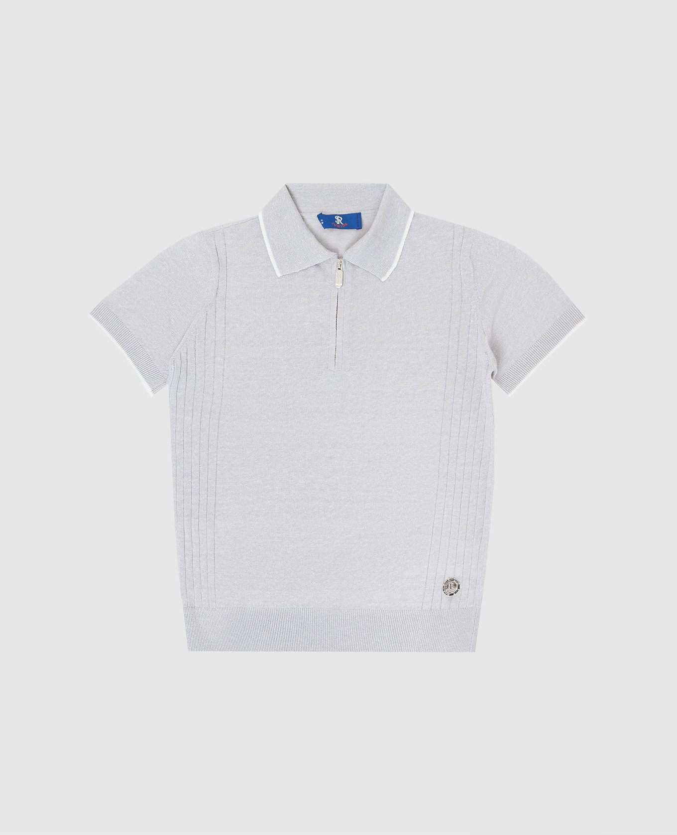 Children's light gray polo with a pattern stefano ricci