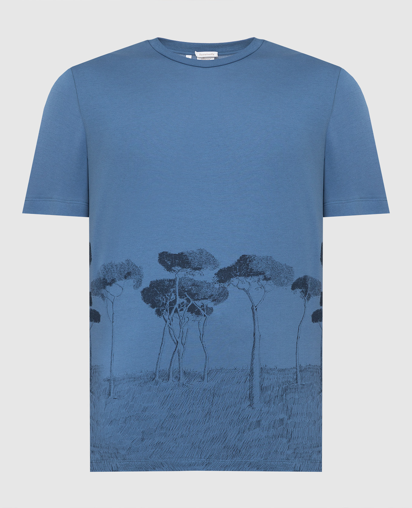 

Light blue printed T-shirt Brioni, Синий