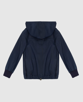 Stefano Ricci Children's dark blue leather jacket Y7J0100040NPGJE