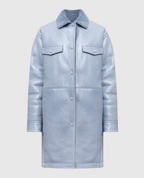 Yves Salomon Light blue sheepskin coat with slits 22WYM60295MEVN