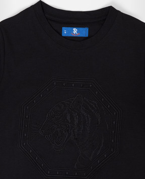 Stefano Ricci Children's black t-shirt with embroidery YNH8200170803
