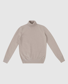 Stefano Ricci Children's light beige cashmere patterned sweater K808002D01Y16482