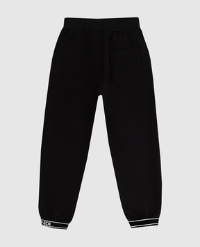 Fendi Kids black sweatpants with logo pattern JMF355AG1836
