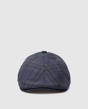 Stefano Ricci Checked wool, silk and linen baby cap YVF2019PWKL01B