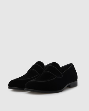Stefano Ricci Children's black velvet loafers YR59CG8019VL