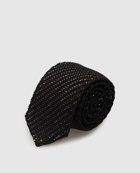 Stefano Ricci Children's black silk tie in a pattern YCRM3600SETA