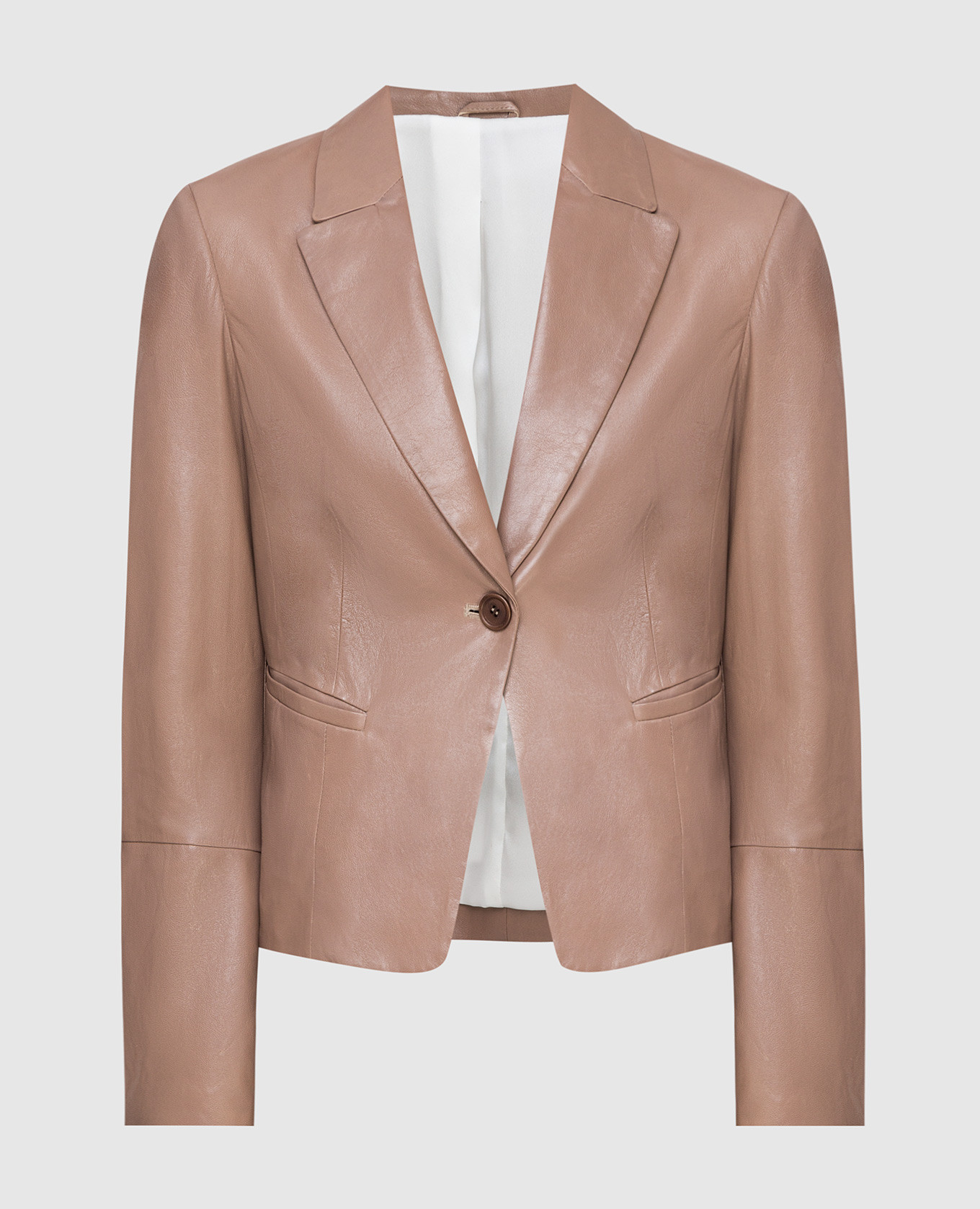 Dark beige leather jacket brunello cucinelli