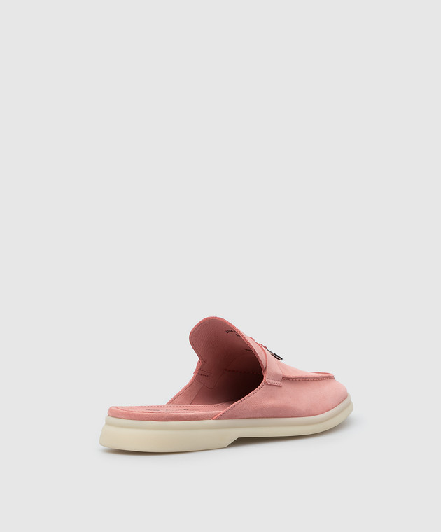 Loro Piana - Summer Charms Walk pink suede mules FAI1543