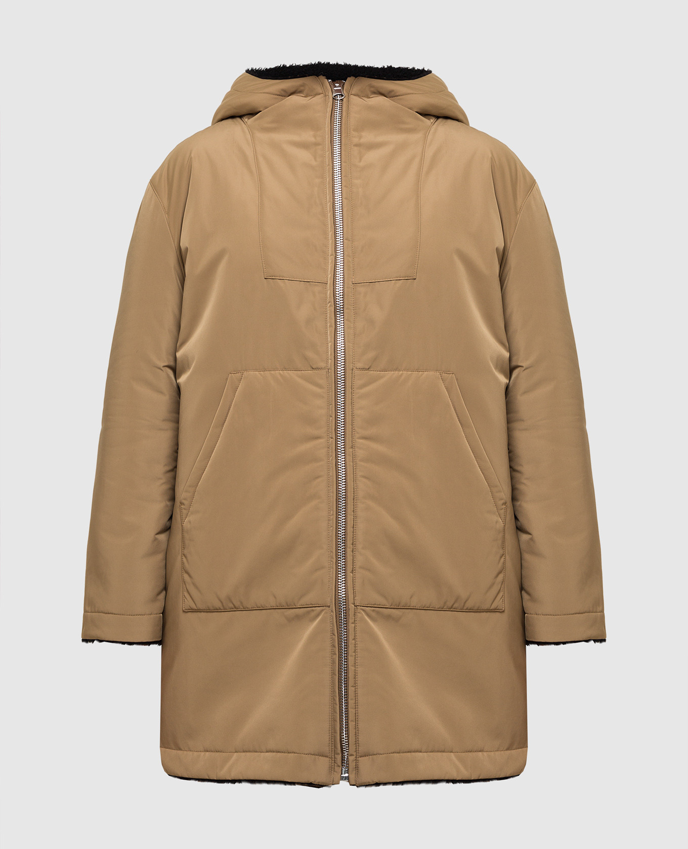 Tan reversible jacket with slits meteo by yves salomon