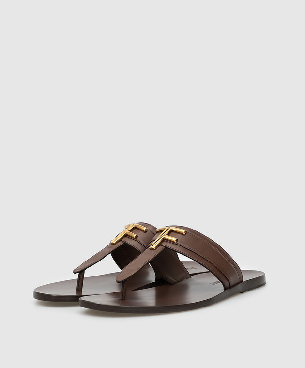 Tom Ford - Dark Brown Leather Sandals J1307TLCL076 - shop