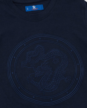 Stefano Ricci Children's dark blue t-shirt with embroidery YNH9200050803